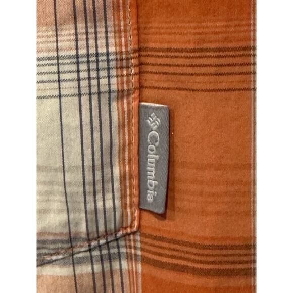 Columbia Sportswear Shirt Omni Shade Orange Plaid Button Short Sleeve Mens Large - Picture 3 of 6